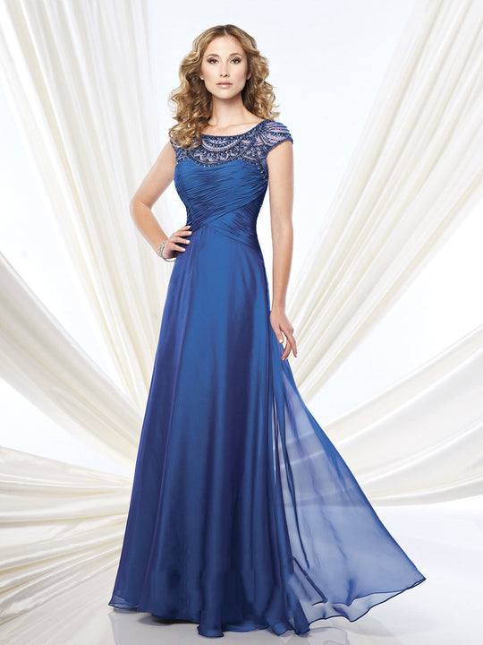Mon Cheri Two Tone Chiffon A-line Dress 215908 - 1 pc Royal Blue In Size 8 Available In Royal Blue