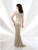 Mon Cheri - 215912 Cap Sleeve Illusion Lace Gown in Silver