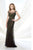Mon Cheri Lace Appliqued Illusion Bateau Evening Dress - 1 pc Dark Olive In Size 6 Available In Green