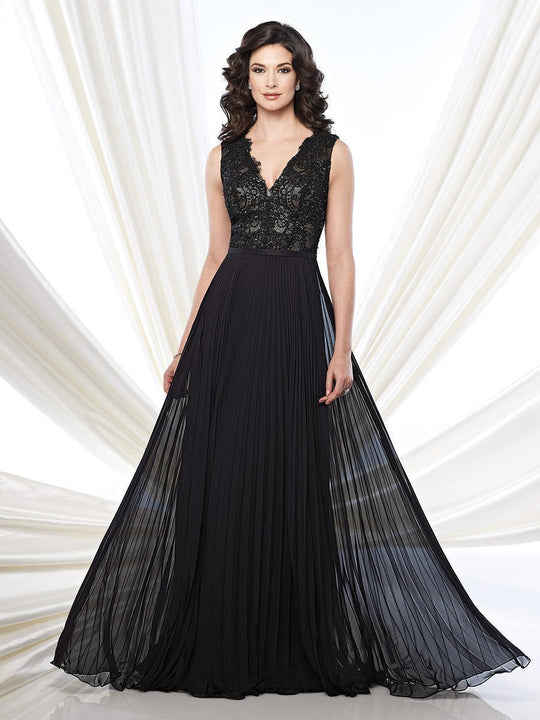 Montage - Lace V-Neck Sleeveless Dress 215915 in Black