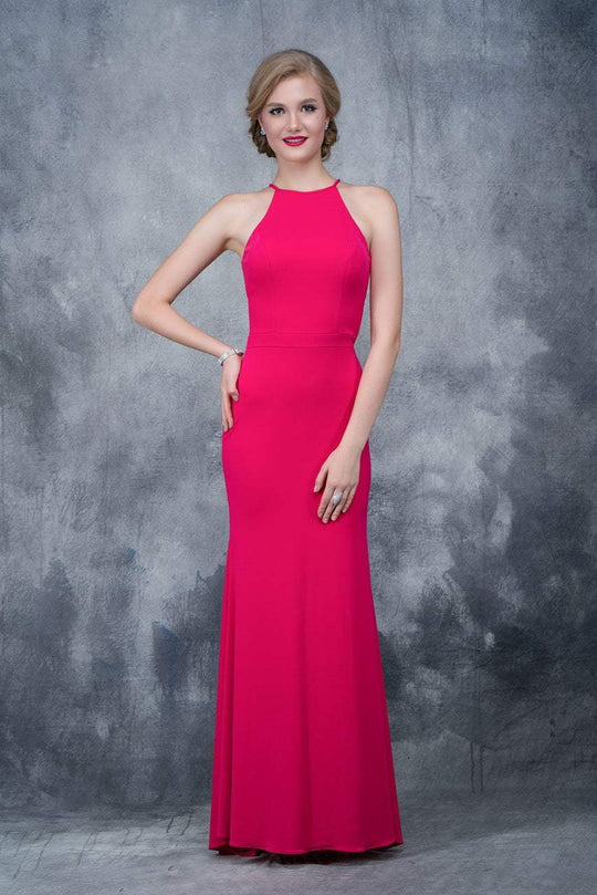 Nina Canacci - 2159 High Halter Cutout Sheath Gown In Pink