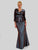 Daymor Couture - Ruffled V-Neck Mermaid Dress 215 in Brown and Blue
