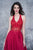 Nina Canacci - 2160 Floral Haltered A-line Evening Gown In Red