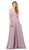 Dancing Queen - 2161 Beaded Lace V-neck A-line Prom Dress in Brown