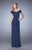 La Femme - Jeweled Lace Off Shoulder Gown 21613 In Blue