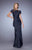 La Femme - Lace Ruched Ruffled Accented Evening Dress in Blue