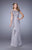 La Femme Lace Ruched Ruffled Accented Evening Dress - 2 Pcs. Silver In size 4 and 18 Available