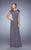 La Femme - 21621 Embroidered Scoop Jersey Dress In Gray