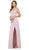 Dancing Queen - 2164 Appliqued Plunging Off Shoulder High Slit Gown In Pink