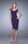 La Femme - 21648 Embellished Cap Sleeve Ruched Jersey Dress In Plum
