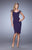 La Femme - Fitted Ruched Embellished Cap Sleeve Dress 21648 - 1 pc Mauve in Size 16, 1 pc Taupe in Size 8, and 1 pc Plum in Size 0 Available In Purple