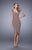 La Femme - 21648 Embellished Cap Sleeve Ruched Jersey Dress In Taupe