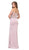 Dancing Queen - 2164 Appliqued Plunging Off Shoulder High Slit Gown In Pink