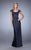 La Femme - 21654 Embroidered Modified Sweetheart Satin Dress In Blue