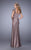 La Femme - Embroidered Modified Sweetheart Satin Dress 21654 In Brown
