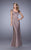 La Femme - Embroidered Modified Sweetheart Satin Dress 21654 In Brown