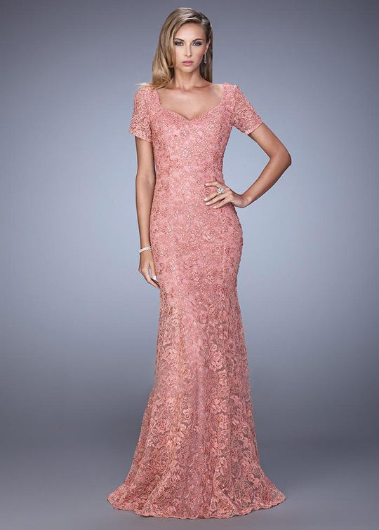 La Femme - 21657 Charming Lace Long Evening  Dress In Pink