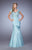 La Femme - 21669 Charming Lace and Satin Mermaid Gown In Blue