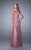 La Femme - Lace Sheer Tulle Trumpet Gown in Purple