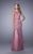 La Femme - 21677 Illusion Bateau Lace Trumpet Dress In Pink and Purple
