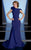 MNM Couture - 2167 Floral Asymmetric Sheath Dress In Blue