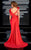 MNM Couture - 2167 Floral Asymmetric Sheath Dress In Red
