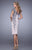 La Femme - 21683 Cap Sleeve Floral Lace Appliqued Sheath Dress in Neutral and Gray