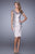 La Femme - 21683 Cap Sleeve Floral Lace Appliqued Sheath Dress in Neutral and Gray