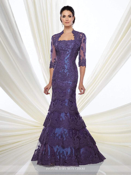 Montage by Mon Cheri - 216D49 Two Piece Taffeta Dress in Purple