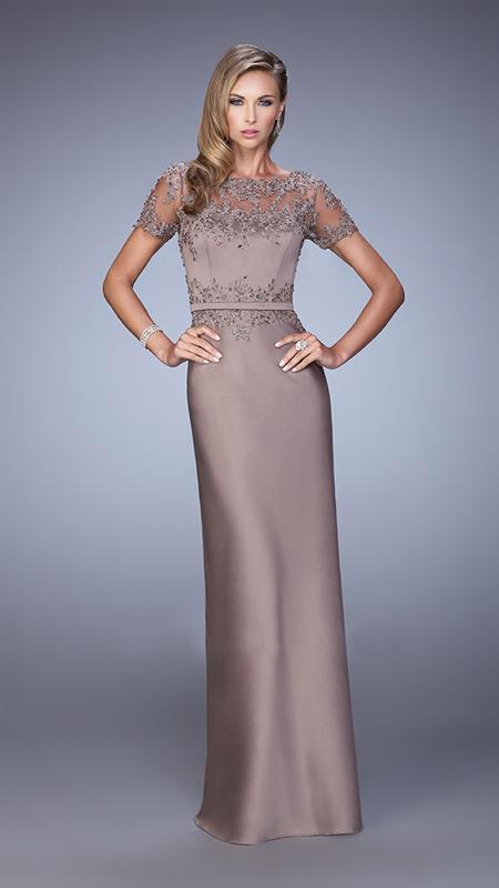 La Femme - 21701 Ravishing Beaded Lace Gown  In Cocoa
