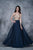 Nina Canacci - 2170 Gold Embroidered Halter A-line Dress In Blue and Neutral