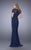 La Femme - 21713 Laced Bateau Neck Sheath Dress In Blue