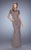 La Femme Laced Bateau Neck Sheath Dress 21713 In Taupe