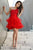 Shail K - 21714 Asymmetrical Ruffled A-Line Tulle Dress In Red