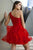 Shail K - 21714 Asymmetrical Ruffled A-Line Tulle Dress In Red