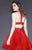 Shail K - 21715 Illusion High Halter Jeweled Dress In Red