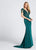 Ellie Wilde - EW21718 Beaded V-neck Sheath Dress in Green