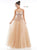 Colors Dress - 2171 Embroidered V-neck Mesh Ballgown In Gold