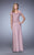 La Femme Laced Off Shoulder Column Dress 21726 In Pink