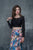 Nina Canacci - 2173 Two-Piece Long Sleeve Contrast Evening Dress In Black and Print