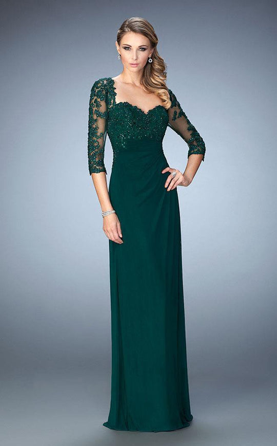La Femme - 21750 Sequined Sweetheart Column Dress In Green