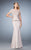 La Femme - 21760 Embellished Short Sleeve Ruched Peplum Mermaid Gown In Neutral