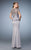 La Femme - 21760 Embellished Short Sleeve Ruched Peplum Mermaid Gown In Silver