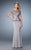 La Femme - 21760 Embellished Short Sleeve Ruched Peplum Mermaid Gown In Silver