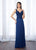 Cameron Blake - 217650W Scalloped V-Neck Chiffon Gown in Blue