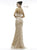 Colors Dress - 2176 Lace Deep Halter V-neck Trumpet Dress In Gold