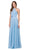 Dancing Queen - 2176 Illusion High Halter Chiffon A-Line Prom Gown In Blue