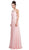 Dancing Queen - 2176 Illusion High Halter Chiffon A-Line Prom Gown In Pink