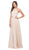 Dancing Queen - 2176 Illusion High Halter Chiffon A-Line Prom Gown In Nude
