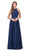 Dancing Queen - 2176 Illusion High Halter Chiffon A-Line Prom Gown In Blue